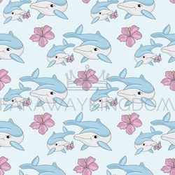 dolphins underwater seamless pattern vector illustration