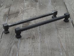 256 mm hand forged drawer pull (type 4), 10 1/16'' pull handle, wrought iron, cabinet cupboard wardrobe kitchen