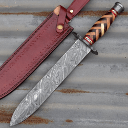 Basket Weaver Damascus Steel Dagger Hand Forged Pattern Welded Steel Knife