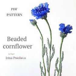 Beaded Flowers pattern |  Cornflower  | Seed bead patterns | Beadwork pattern | Digital Download - PDF