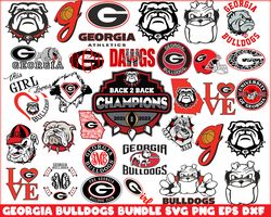 Georgia Bulldogs SVG Bundles, NCAA Football Svg, Cricut Cutting file, Vector Clipart Digital Download Ga Bulldogs Logo U