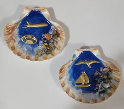 2-sea shell trinket dish set