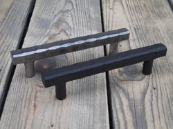 96 mm hand forged drawer pull (type 10), 3.75 in, wrought iron, cabinet cupboard wardrobe kitchen dresser knobs hardware