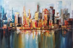interior acrylic painting abstract urban landscape