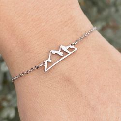 Mountains charm bracelet, Stainless steel jewelry