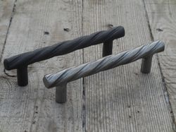 Hand forged drawer pull 96 mm (type 1), wrought iron, cabinet cupboard kitchen dresser knobs