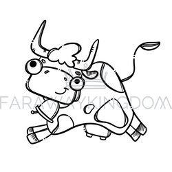 DRINK MILK MONOCHROME Cartoon Cow Vector Illustration Set