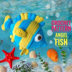 Crochet toy pattern, Crochet fish pattern, Amigurumi angel fish, Amigurumi fish