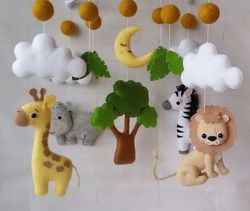 Safari baby mobiles, Jungle mobile, safari nursery decor, hanging mobile