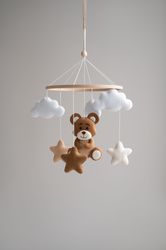 Baby mobile neutral, nursery mobile bear, expecting mom gift, teddy bear