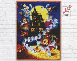 Halloween Cross Stitch Pattern / Disney Cross Stitch Pattern / Mickey Mouse Cross Stitch Pattern / Cartoon Instant Chart