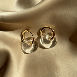 Congo Earrings in Gold Plated Brass with Mountain Crystal