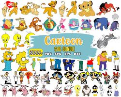 Cartoon Characters Mega Bundle Svg, Cricut Printable Clipart Silhouette