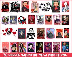 Horror Valentine PNG Bundle, Valentine Horror Movie Png, Valentines horror characters Png, Instant Download