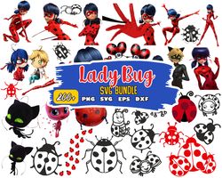 Lady bug Svg And Cat Nor Bundle Svg, Cartoon svg, Instant Download