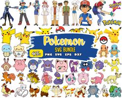 pokemon svg, pokemon png bundle, pokemon clipart, pikachu svg, pokemon font