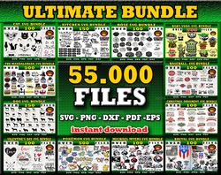 ultimat bundle more than 55.000 svg, png, dxf, eps files for print and cricut, trending svg files