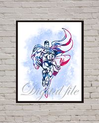 Superman DC Superheroes Art Print Digital Files decor nursery room watercolor