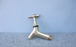 Old brass water tap vintage 1950s - antique Soviet faucet plumbing