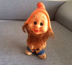 Gnome soviet rubber doll, vintage russian elf doll toy, leprechaun dwarf kids toy USSR