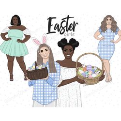 Easter Woman Clipart | Pastel Spring Illustration