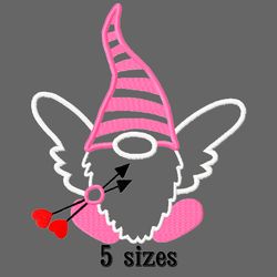 Valentines day gnome embroidery designs. Heart embroidery design trendy. Digital download.