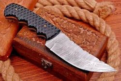 Custom Handmade Damascus Steel Hunting Knife Fix Blade Full tang Gift For Him Handmade Knives
