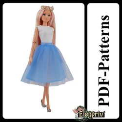 PDF Pattern Tutu-skirt for 11 1/2 Poppy Parker Pivotal Repro Curvy Made-to-Move Silkstone Barbie doll by Elen