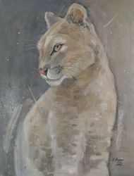 Puma Oil Painting Original Art