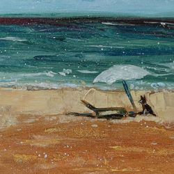 UMBRELLA Sea Dog Oil Painting Original Art