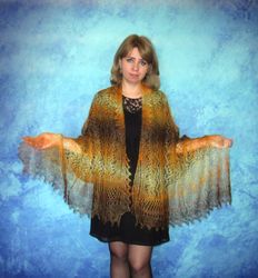 Bright colorful scarf,Warm Russian Orenburg shawl,Wool wrap,Goat down stole,Hand knit cover up,Kerchief,Headscarf,Cape