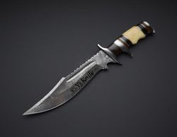 Custom Hand Forged, Damascus Steel Functional Bowie 15 inches, Sub Hilt Bowie Knife, Bowie Battle Ready, With Sheath