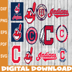 Bundle 12 Files Cleveland Indians Baseball Team svg, Cleveland Indians svg, MLB Team  svg, MLB Svg, Png, Dxf, Eps, Jpg