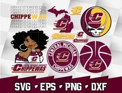 Central Michigan Chippewas SVG bundle , NCAA svg, NCAA bundle svg eps dxf png,digital Download ,Instant Download