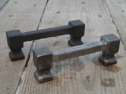 96 mm hand forged drawer pull (type 4) 4, 3.75 in, wrought iron, cabinet cupboard wardrobe kitchen dresser door hardware