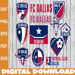 Bundle 12 Styles MLS FC Dallas Soccer Team svg, FC Dallas svg, MLS Teams svg, MLS Svg, Png, Dxf, Eps, Instant Download