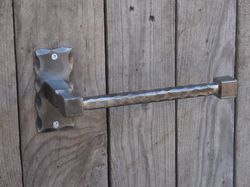 Set of  1 toilet paper holder and 1 towel ring,  Bathroom Accessories, Wrought iron, Hand forged