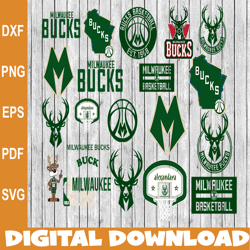 Bundle 27 Files Milwaukee Bucks Basketball Team SVG, Milwaukee Bucks svg, NBA Teams Svg, NBA Svg, Png, Dxf, Eps