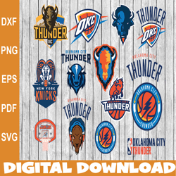 Bundle 25 Files Oklahoma City Thunder Basketball Team svg, Oklahoma City Thunder svg, NBA Teams Svg, NBA Svg, Png, Dxf