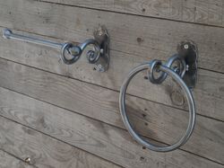 Set of hand forged towel ring and toilet paper holder, Bathroom Accessories, Wrought iron, Blacksmith, Bath set