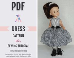 Paola Reina dress pattern, Dianna Effner Little Darling pattern, Sewing pattern for doll, 13 inch doll clothes pattern