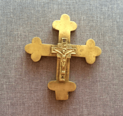 Brass Cross vintage, Old Russian christian crucifix, Antique Jesus Christ cross