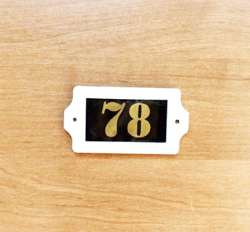 Rectangular address number sign 78 plastic door plate vintage