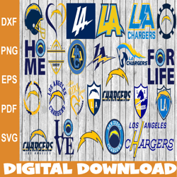 Bundle 24 Files Los Angeles Chargers Football team Svg, Los Angeles Chargers Svg, NFL Teams svg, NFL Svg, Png, Dxf, Eps