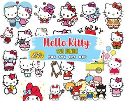 Hello kitty svg, Kawaii Kitty Svg, Valentine's Day Cats, Kawaii Kitty Svg Bundle, Cute Cat Svg, Kitty Svg