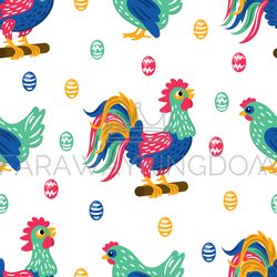 easter fabric holiday bird seamless pattern vector illustration