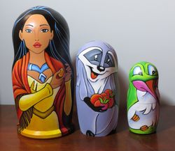 Russian matryoshka dolls Pocahontas cartoon heroes nesting dolls 3