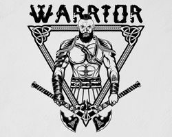 Warrior Viking Sticker, Ancient Viking Symbols Weapons Great And Strong Wall Sticker Vinyl Decal Mural Art Decor
