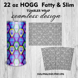 Hogg 22oz Fatty and Slim TUMBLER TEMPLATE / SVG PNG DXF PDF JPG /DIAMOND / Seamless design - 148