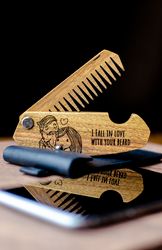 Groomsmen Gifts Personalized, Beard Comb, Beard Care Beard gift, Mens Gifts for Him, Fathers Day Gift, Beard Care